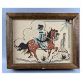 Native American Indian Sand Art "Navajo Maiden Coming To The Wedding Ceremony", 1979 Multi-Color San Native American Indian Sand Art "Navajo Maiden Coming To The Wedding Ceremony", 1979 Multi-Color San