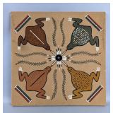 Authentic Native American Indian Sand Art "Water Creature", Multi-Color Sand Piece In Frame, Artist  Authentic Native American Indian Sand Art "Water Creature", Multi-Color Sand Piece In Frame, Artist
