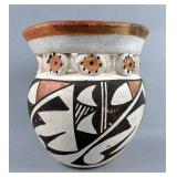 Native American Indian Acoma Pottery Vase With Relief, 3.75" Tall x 3.5" Wide  Native American Indian Acoma Pottery Vase With Relief, 3.75" Tall x 3.5" Wide