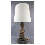 Table Lamp With Lariat Rope Basket Base Design, 28"  Table Lamp With Lariat Rope Basket Base Design, 28"