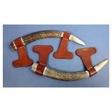 Vicksburg MS Confederate Steamboat Etched Tusk, And Sliced Antler Pair With Leather Straps 