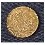 1905 And 1910 King Edward VII Gold Sovereign Coins, Fineness 916.7, Pure Gold Content 7.3224 grams e
