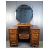 Vintage Art Deco Style Vanity with Circular Mirror