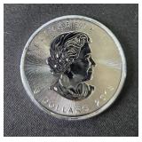 2015 Canada $5 Maple Leaf Silver Coins, Qty 2, Each Is 1 oz .9999 Fine Silver