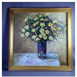 David Gross (1960-) "The Table" Original Oil On Canvas, Signed And Framed, Canvas Not Secured In Fra