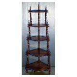 Spindle Style Etagere Five-Tiered Corner Shelf 