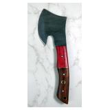 Custom Damascus Hatchet, 3" Blade, In Leather Sheath 