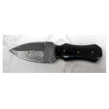 Custom Damascus Dagger, 3" Blade, In Tooled Leather Sheath 