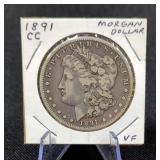 1891 CC Morgan Silver Dollar 