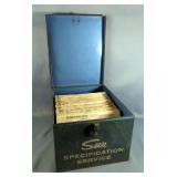 Sun Specification Service Metal Lift-Top Box With Automotive Data Sheets From 1957-1966 
