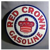 Red Crown Metal Gasoline Sign 