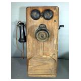 Vintage Wood Wall Mount Telephone