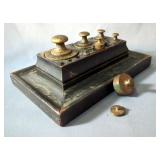 Apothecary Weights In Wooden Tray 