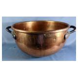 Vintage Hammered Copper Tempering Bowl With Cast Iron Handles 