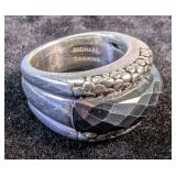 Sterling Silver Ring With Onyx Stone, Michael Dawkins Design, Size 7