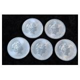 2016 Australian 50 Cent Victory In The Pacific Silver Coins, Qty 5, Each is 1/2 oz .9999 Fine Silver