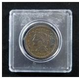 1848 Braided Hair Large Cent Coin 