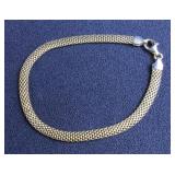 Sterling Silver Italian Mesh 7.5" Bracelet, Marked 925 