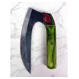 U-Shaped Fixed Blade Knife, 7" Blade, In Tooled Leather Sheath 