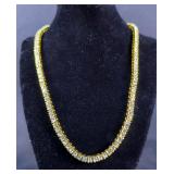 Yellow Gold Plated Tennis Crystal Necklace, 19.75" 