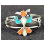 Sterling Silver Thunderbird Inlay Cuff Bracelet 