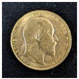 1907 King Edward VII Gold Sovereign Coin, Fineness 916.7, Pure Gold Content 7.3224 Grams 