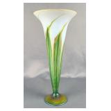 Lundberg Studios Magnolia Trumpet Handblown Glass Vase, Signed And Numbered 