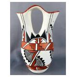 Hand Painted Pottery Wedding Vase, 8" Tall 