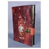 Handcrafted Latching Leather Journal With Metal Turtle, 8" x 5.5" 