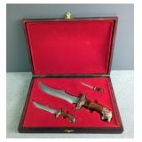 Maxam Fantasy Fixed Blade Knife, 7.75" Blade, In Nylon Sheath, And Maxam 3 Piece Tiger Claw Knife Se