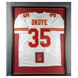 Christian Okoye Autographed Kansas City Chiefs Jersey With Rookie Card 