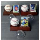 U.L. Washington, Brent Mayne, And Frank White Autographed Baseball And Card Displays 
