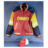 Kansas City Chiefs Leather Jacket And Fitted Hat 