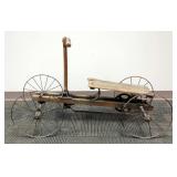 Vintage Wooden Handcar Ride-On Toy With Four Wheels 
