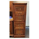Oak Four-Drawer Locking File Cabinet