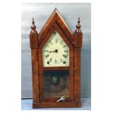 Chauncey Jerome Gothic-Style Clock With Key, 20" Tall 