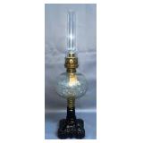 Atwood Glass Oil Lamp with Decorative Plum Base and Chimney 