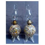 White Flame Light Co. And Queen Anne Splatter Design Oil Lamps 