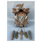 German Carved Wood Cuckoo Clock, Approx 12" x 9" x 6"