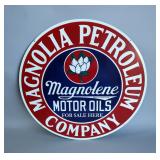 Magnolia Petroleum Company 42" Double-Sided Porcelain Enamel Advertising Sign - Heavy Gauge Steel 