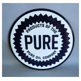 Pure Oil Company 42" Double-Sided Porcelain Enamel Advertising Sign - Heavy Gauge Steel 