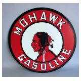 Mohawk Gasoline 42" Double-Sided Porcelain Enamel Advertising Sign - Heavy Gauge Steel 