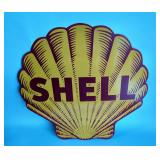Shell Porcelain, 48" Double-Sided Sign - Double-Sided Porcelain Enamel Advertising Sign - Heavy Gaug