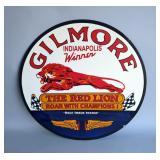 Gilmore “The Red Lion” Gasoline 42" Double-Sided Porcelain Enamel Advertising Sign - Heavy Gauge Ste