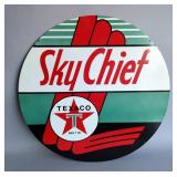 Texaco Sky Chief Gasoline 42" Double-Sided Porcelain Enamel Advertising Sign - Heavy Gauge Steel 