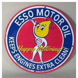 Esso Motor Oil 11.75" Porcelain Enamel Sign - Single Sided - Heavy Gauge Steel 