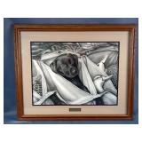 Robert Barnette, Rig Of Black - Black Lab, Signed And Numbered 121/2500, Framed And Matted, 32" x 26