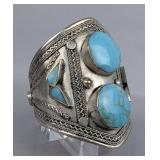 Polished Turquoise Cabochon Cuff Bracelet