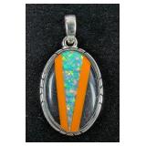 Sterling Silver And Light Blue Balloon Opal Mosaic Pendant, 925 Silver