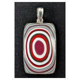 Sterling Silver And Fordite Pendant, 925 Silver